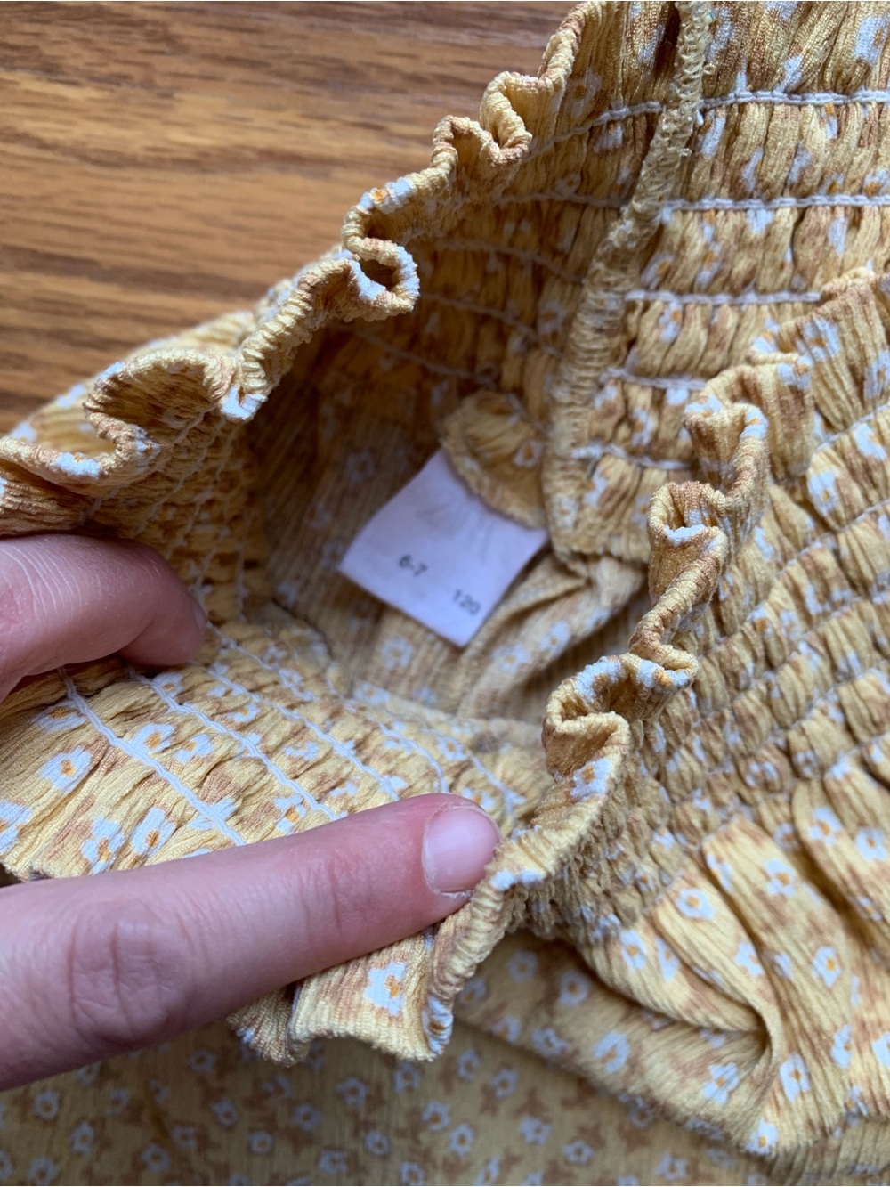 Zara Yellow Floral Smocked Two-Piece Set Girl Size 6/7 Top Bottom Skirt Outfit - Picture 3 of 3